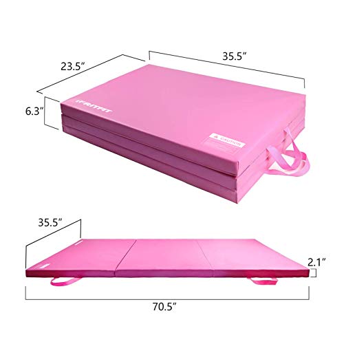 RitFit Upgrated TriFold Folding Thick Exercise Mat 6’x3’ with Carrying