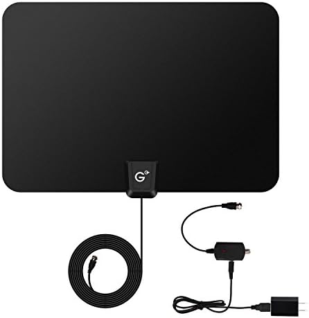 TV Antenna, Gipow 50 Mile Range Amplified Indoor HDTV Antenna with Detachable Amplifier USB Power Supply Signal Booster Better Reception, 16.5ft High Performance Coax Cable - Black