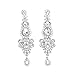 QNPRT 1920s 30s Long Dangle Earrings,Austrian Crystal Bridal Art Deco Style,Gatsby Flapper Jewelry Costume Accessories,Silver (Silver)