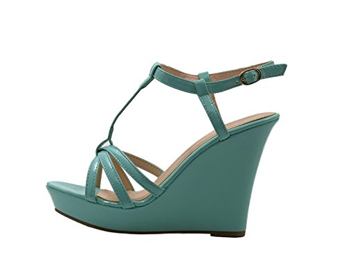 turquoise peep toe wedges