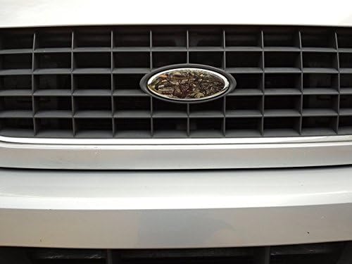 Tree Camouflage Auto Wrap Vinyl Decal - Oval shaped - Overlay your Ford Grill or Rear (Tailgate/Trunk) Truck / Car / SUV Emblem (8.25") for Standard 9"