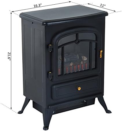NEW Black,1500W Electric Fireplace Freestanding Fire Flame Stove Heater Adjustable