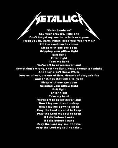 Amazon.com: Metallica-"Enter Sandman" Song Lyrics Wall Art- 11 x 14