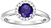 Amazon Essentials Sterling Silver Round Amethyst and Round Created White Sapphire Halo Ring, Size 7, (previously Amazon Collection)