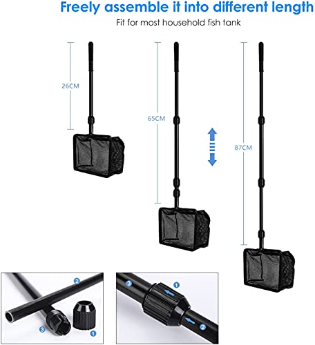 bedee 6 in 1 Kit Pulizia Acquario Serbatoio di Pesce, Rastrello per Ghiaia, Raschietto Per Alghe, Spazzola Spugna, Forchetta per Piante Acquatiche, Set di Attrezzi per Rete da Pesca