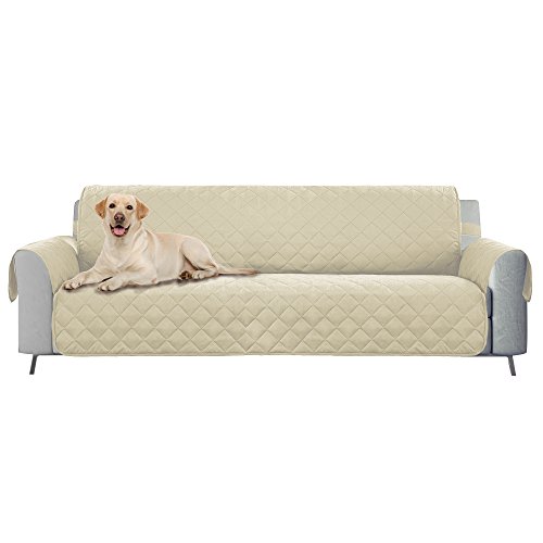 E-Living Store Sofa/Couch Protector, Reversible with Elastic Strap to hold in Place - Beige