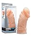 Realistic Textured Pleasure Cock Sleeve - Delay Ejaculation Male Enhancement - Sex Toy for Men (Beige)