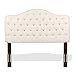 Martinique Upholstered Adjustable Headboard Panel with Solid Wood Frame and Button-Tufted Design, Ivory Finish, Full/Queen