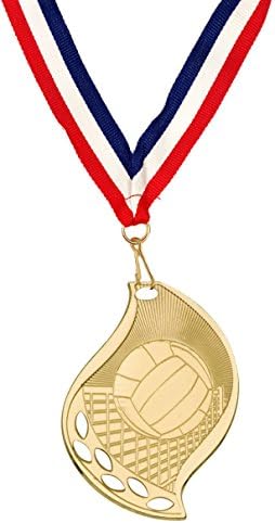 Volleyball Medal, Lot of 10, Click to Customize! Free Engraving. Medallion with Neck Ribbon