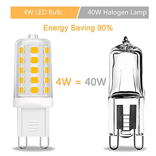 Anmossi G9 LED Lampen,3000K,Warmweiss,4W LED Glühbirne,Ersatz für 40W Halogenlampen,400 Lumen,360° Abstrahlwinkel, AC 220-240V,Nicht Dimmable,5er Pack