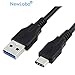USB 3.1 Type C,1Pack 3 feet / 1-meter Micro USB 3.1 Type C Male to Standard Type A USB 3.0 Male Data Cable for Type-C Supported Devices - Black