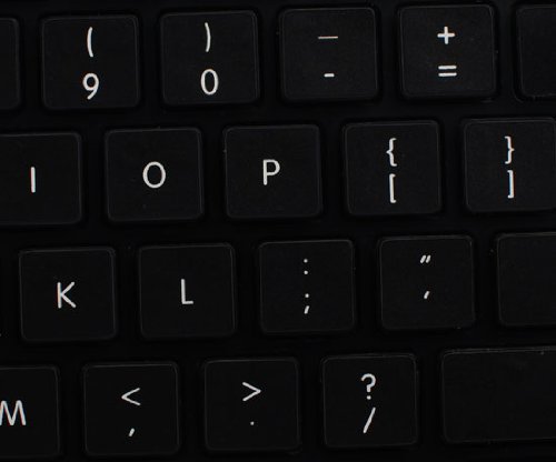 APPLE NS ENGLISH NON-TRANSPARENT KEYBOARD LABELS LAYOUT BLACK OR WHITE BACKGROUND FOR DESKTOP, LAPTOP AND NOTEBOOK (Black Background)