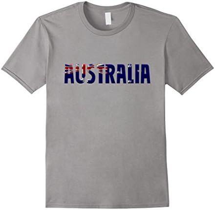 Men's AUSTRALIA - Australian Flag Letters Souvenir T-shirt XL Slate