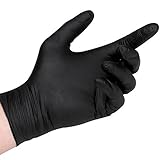 Black Nitrile Disposable Gloves, 5 Mil Thickness, Powder Free, Textured Fingertips, Latex Free, Heavy Duty (100, Large)