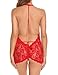 ADORNEVE Women Sexy Lace Mini Chemise Backless Babydoll Deep V Halter Lingerie