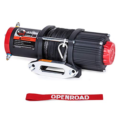 OPENROAD ATV Winch 4500lbs 12V Electric Winch,Synthetic Rope UTV Winch Kits for ATV/UTV Off Road Trailer Towing Winch,with 2 Wireless Remote Control and Mounting Bracket(Gray Rope)… - Image 2