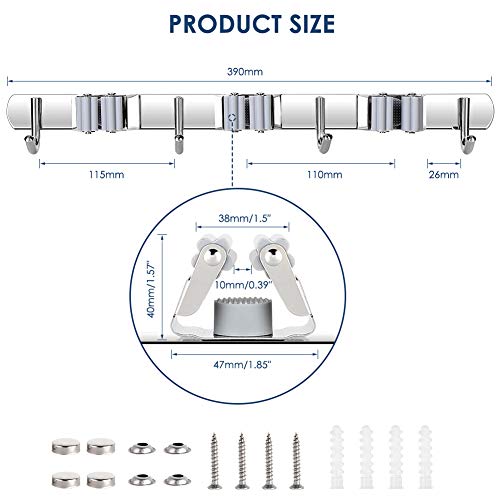 Soporte para escoba, 2 piezas Soporte para fregona de montaje en pared