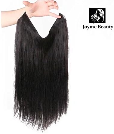 Joyme Flip in Human Hair Extensions 1pcs Brazilian Virgin Human Hair Halo hair 95g One Piece Set Straight Non-remy (22 inch,#1B)