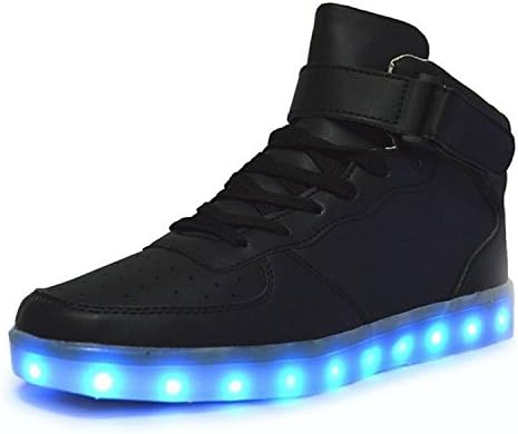 Matari Lovers Unisex USB Charging LED High Top Lights Up Shoes Flashing Sneaker (11.5 B(M) Women/10.5 B(M) Men, Black)