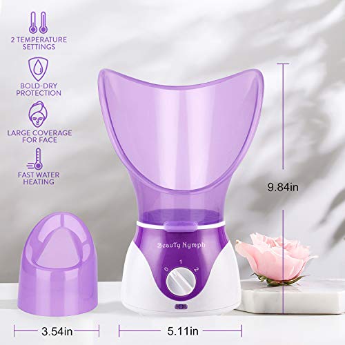 Beauty Nymph Facial Steamer Hot Mist Face Steamer Home Sauna SPA Face Humidifier for Face Steaming Skincare Deep Cleanse Moisturizing (Purple)