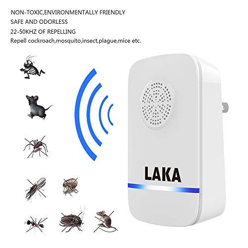 LAKA Ultrasonic Pest Repeller Plug in Pest Control - Electric Mouse Repellent Repellent for Mosquito, Mice, Rat, Roach, Spider, Flea, Ant, Fly, Bed Bugs, Cockroach - No Traps Poison & Sprayers