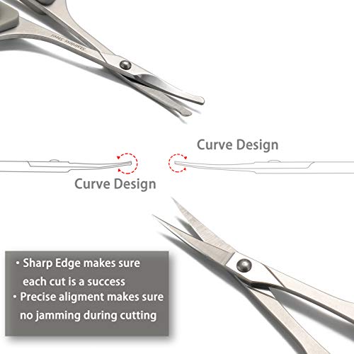 Stainless Steel Mustache Beard Facial Hair Trimming Scissor Set with Safety Cover