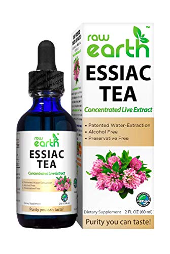 Raw Earth ESSIAC Tea Extract - 8 Organic Herbs & Sheep Sorrel Roots! - USA & EU Grown Herbs - Made in the USA - Patented Process - Raw & BioActive - Concentrated Live Extract -Alcohol FREE, Sugar FREE