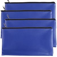Tongnian Bank Bag Money Pouch Leatherette Security Deposit Bags Utility Zipper Bags for Cash Money,Check Wallet,Cosmetics,Tools, 11x6 inch 4 Pack (Blue)