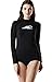 TSLA Women's UPF 50+Swim Shirt Rashguard Long Sleeve FSR Series, Coastal Tide Print(fsr24) - Black, Large.