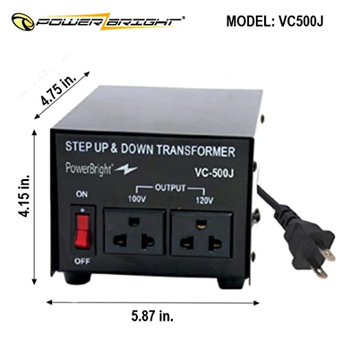 PowerBright 500 Watts Japanese Voltage Transformers, Step Up and Down