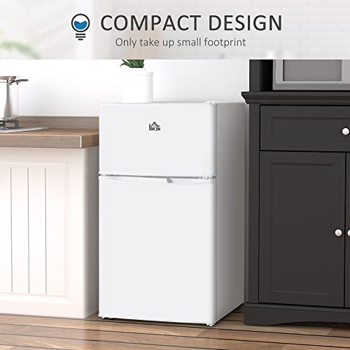 Double Door Mini Fridge with Freezer, 3.2 Cu.Ft Compact