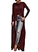 Happy Sailed Women Sexy Deep V Neck Long Sleeve Loose Hi-low Crop Top Stretch Party, Large Red