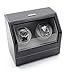 Heiden Battery Powered Double Watch Winder in Black Leather