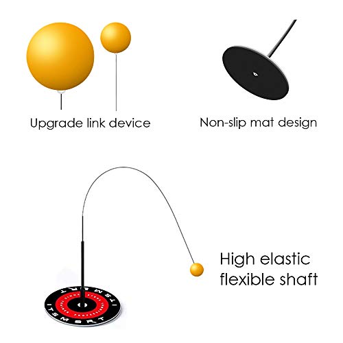 Taope Table Tennis Trainer with 2 Elastic Soft Shaft Leisure Ping-Pong Decompression Sports for Beginner and Kids Indoor or Outdoor Use Table Tennis Bat Set