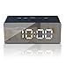 GLOUE Alarm Clock with USB Charger, Digital Alarm Clocks for Bedrooms, Small Bedside Mirror Alarm Clock, 12/24 Hr, Temperature, Snooze and Large Display, Battery Back Up& Adjustable Brightness (Black)