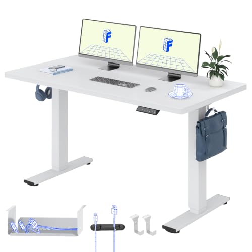 FLEXISPOT Höhenverstellbarer Schreibtisch 160×80cm, mit Haken und 25mm EINTEILIGER Tischplatte, ergonomischer Schreibtisch mit LED-Höhenanzeige und Me
