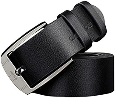 Tootu Men Metal Buckle Leather Waistband Vintage Classic Pin Buckle Belts (Black)