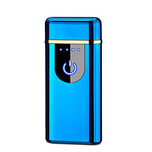 Electric Lighter, USB Rechargeable Double Arc Flameless Windproof Plasma Lighter Cool Lighter for Camping, Hunting, Backpacking,Hiking,Firestarter,Survival,EDCetc (Blue)