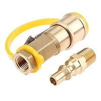 Mtsooning 1Set 1/4" Quick Connect Kit Shutoff Valve & Full Flow Male Plug for Propane Gas