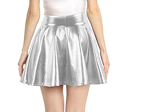 Womens Casual Fashion Solid Color Flared Pleated Elegent Bed Skirts Black XL