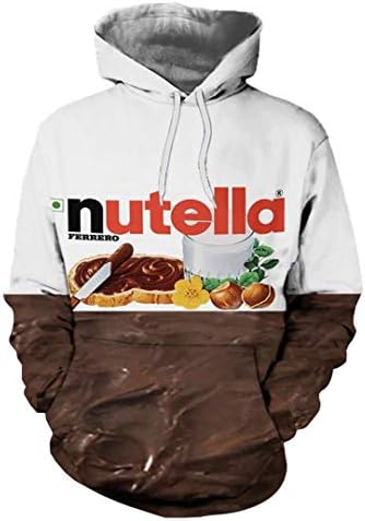 Men Women 3D Nutella Spoof Fun Lifelike Food Chocolate Sauce Hoodies Harajuku