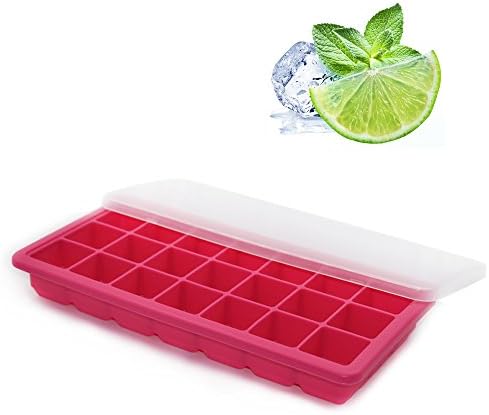 CHQHQ Easy Release Silicone Ice Cube Trays with Lids, 21 Shaped Cubes with Cover, Easy Release Rubber Ice Block Molds for Whisky, Cocktail, Bourbon