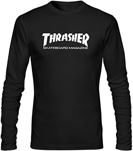 Thrasher Logo Men Long Sleeve Shirts M Black