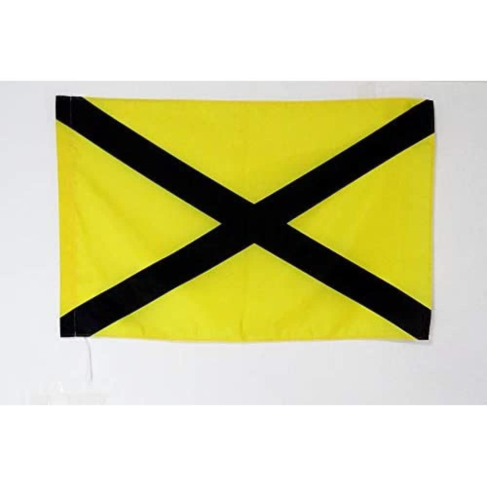 AZ FLAG - Racing Yellow with black cross Flag - 2x3 Ft - race Banner with Sleeve - 100% Polyester - Fade Resistant - Vivid Colors - 2' x 3' Feet - 90x60 Cm