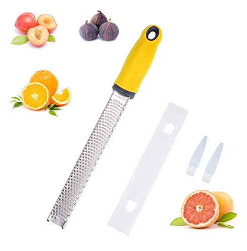 Professional Zester, Grater Citrus Lemon/Lime Rasp by Germtech Stainless Steel Antibacterial Cover, Ergonomic, Non-Slip Grip Handle, Premium Fine Grater, Chocolate-Garlic Dishwasher Safe