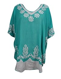 Women's Poncho Kaftan, Lounge Wear, Sea Green Batik Caftan Kaftans Top Tunic Dress