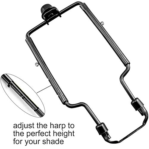 ECUDIS Adjustable Lamp Harp 8'' 9'' 10'' Suit for Any Lamp Style - Fits Regular Saddle Base or UNO Collar Ring Adapter for E26 phenolic Socket
