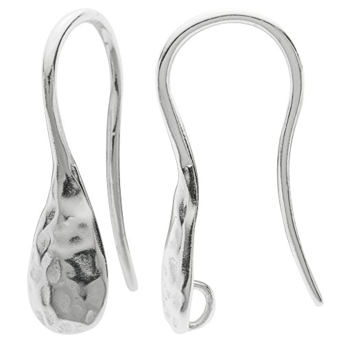 2 pcs 925 Sterling Silver Hammered Earwire French Hook Dangle Drop Earring Connector