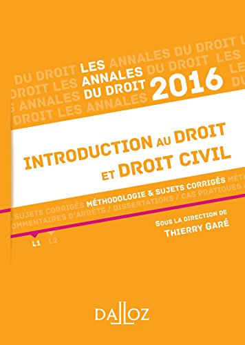 Introduction au droit et droit civil : Méthologie et sujets corrigés by Thierry Garé, Collectif