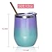 Zonegrace 2 Pack 12oz Insulated Wine Tumbler with Lid Glitter Peacock Violet Ombre, Double Wall Stainless Steel Stemless Insulated Wine Glass, Coffee Mug, for Champaign, Cocktail, Beer, Office
